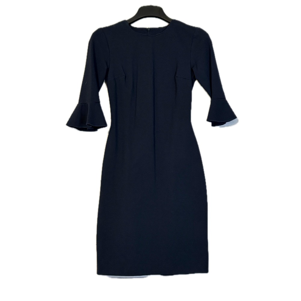 Banana Republic Dress Women's 0 Navy Sheath Bell Sleeve Stretch Knit